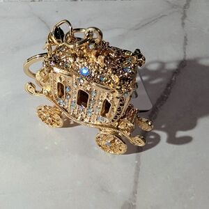 Gold and Blue Crystals Royal Carriage Bag Charm/ Keychain